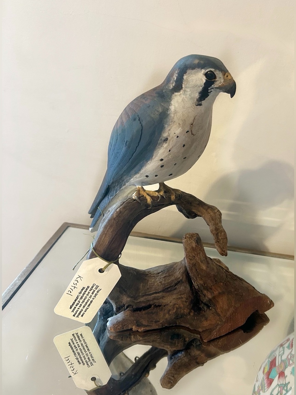 Kestrel Bird Carved by Artist Wendy Lichtensteiger.